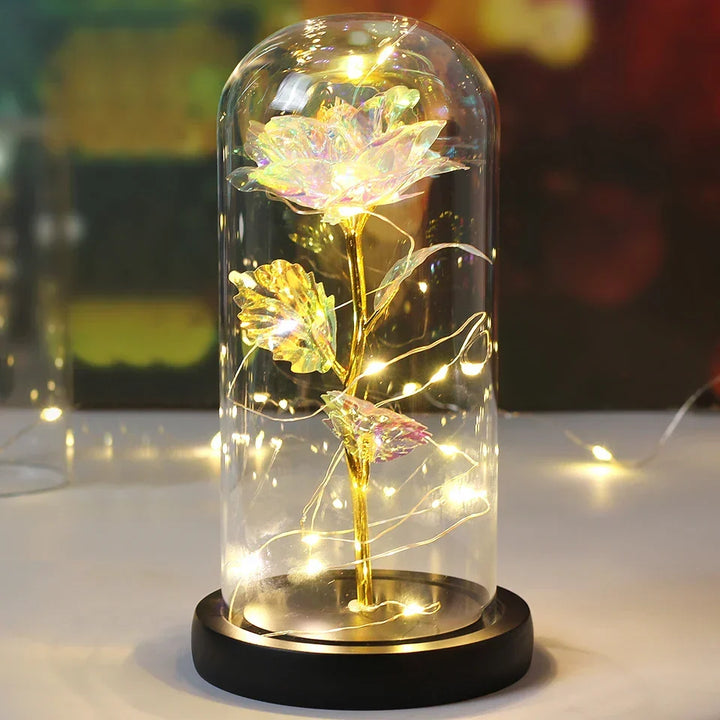 CrystalAura LED Rose Dome | Elegant Illuminated Rose for Wedding and Event Decorations