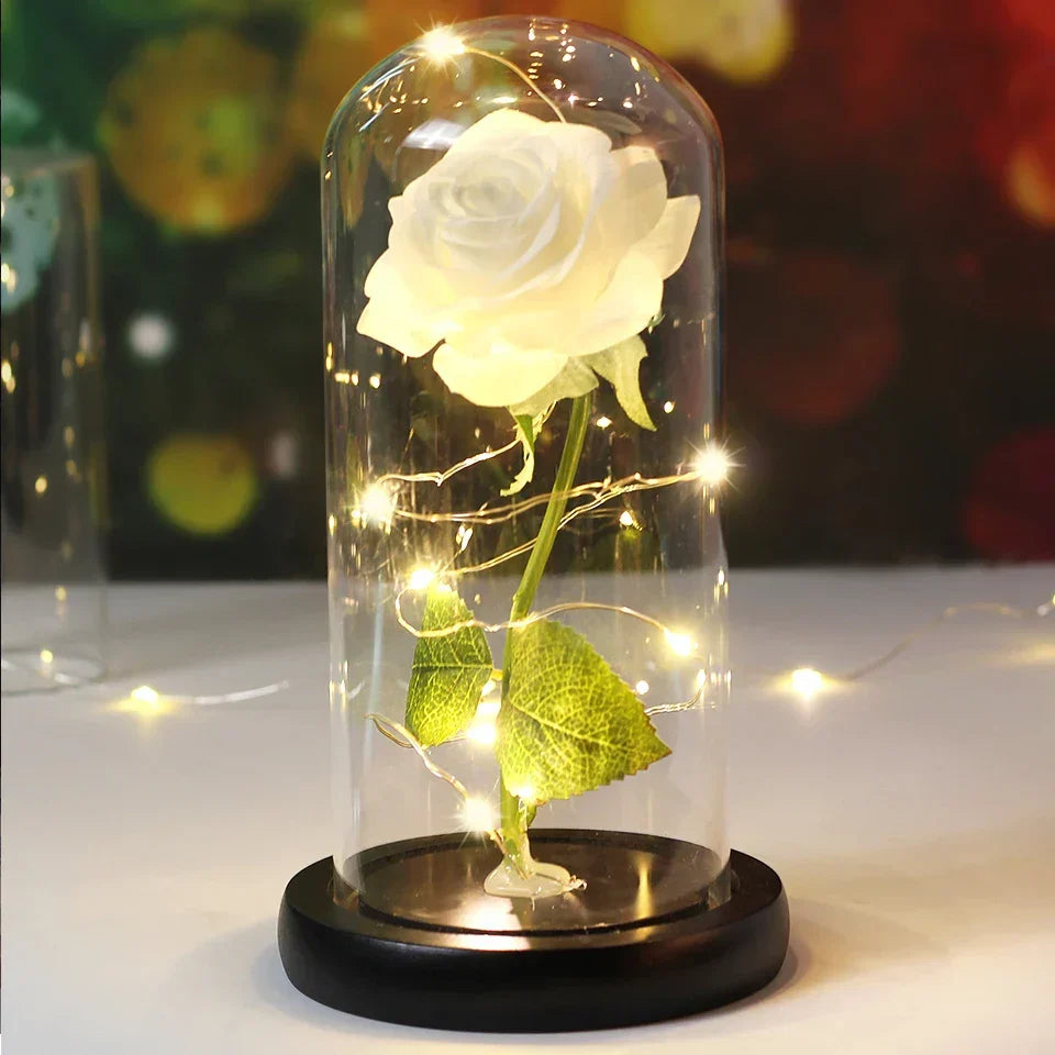 CrystalAura LED Rose Dome | Elegant Illuminated Rose for Wedding and Event Decorations