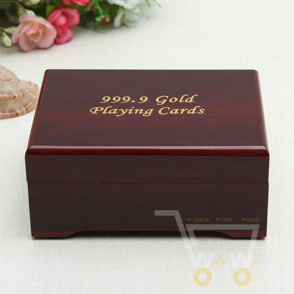 24K Gold-Plated Playing Cards with Wooden Box