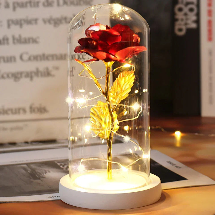 CrystalAura LED Rose Dome | Elegant Illuminated Rose for Wedding and Event Decorations