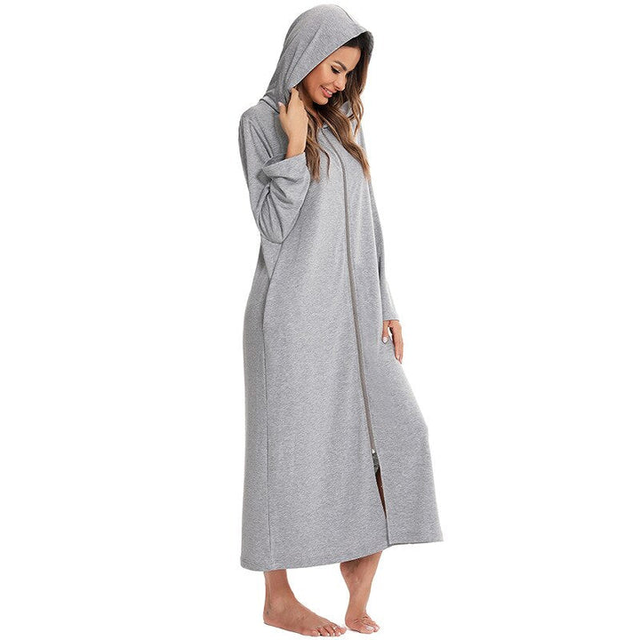 Hooded Dressing Gown with Zip