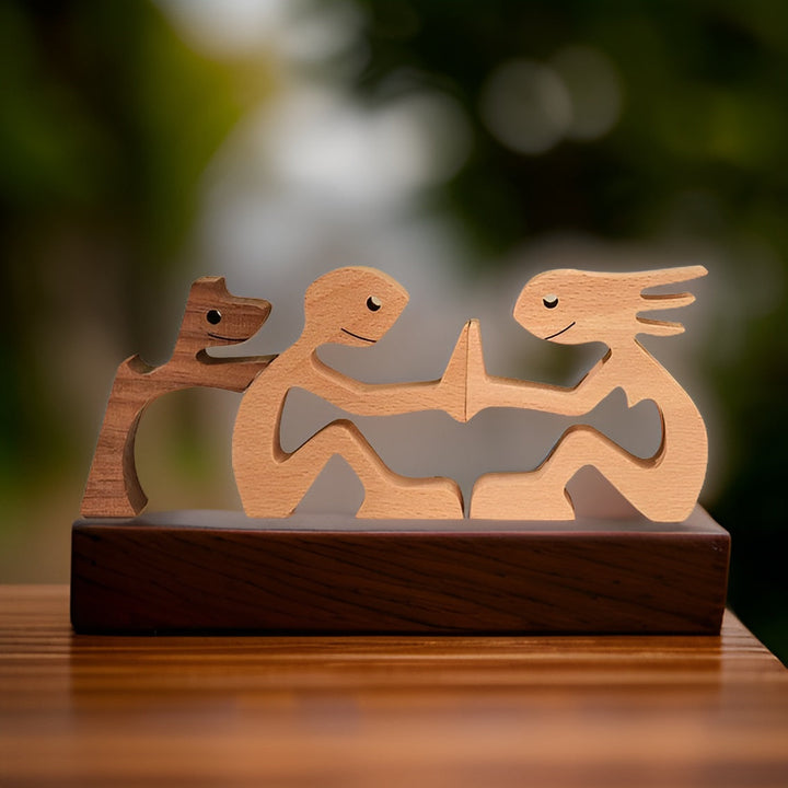 Paws of Love - Handmade Wooden Dog and Man Sculpture - Symbol of an Eternal Bond