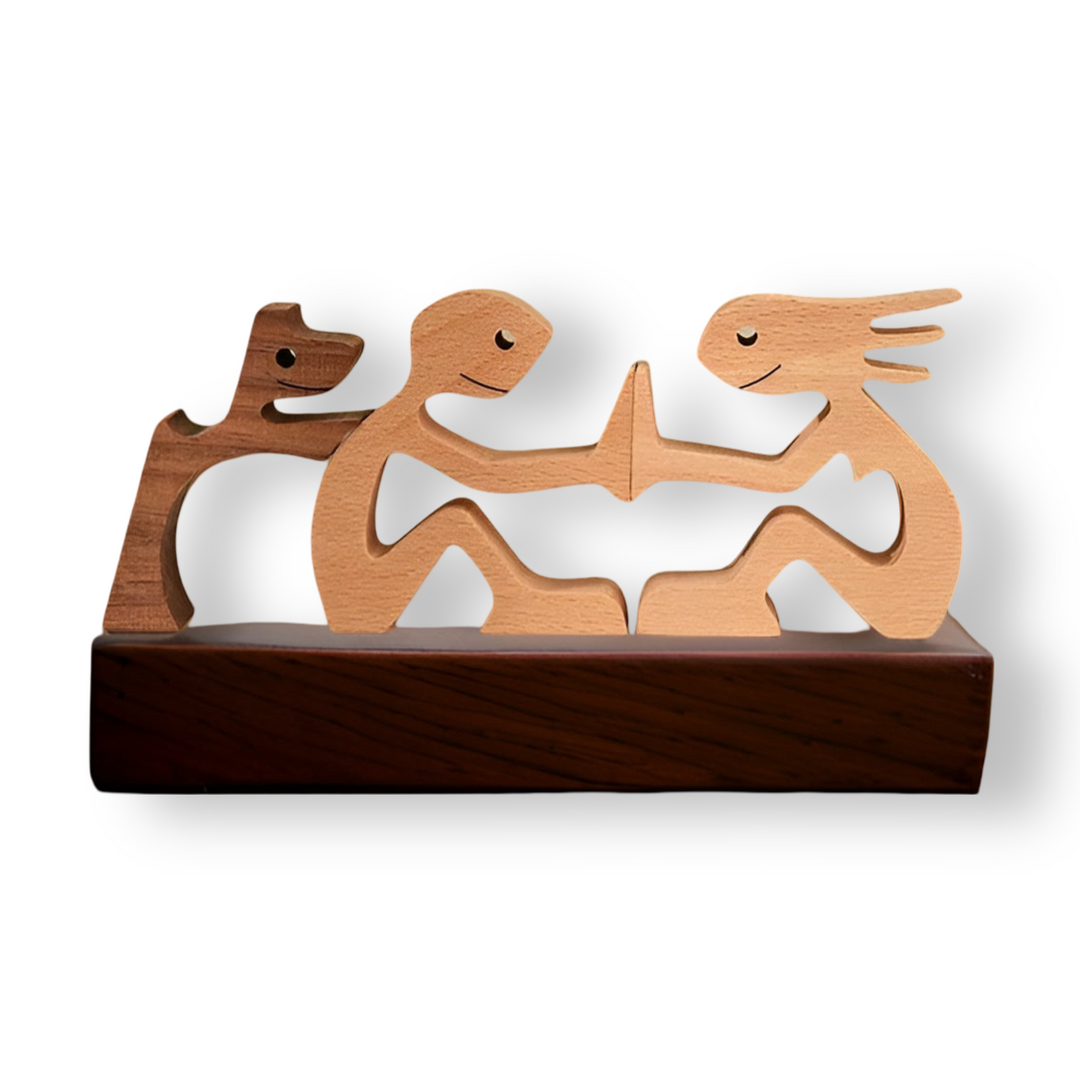 Paws of Love - Handmade Wooden Dog and Man Sculpture - Symbol of an Eternal Bond