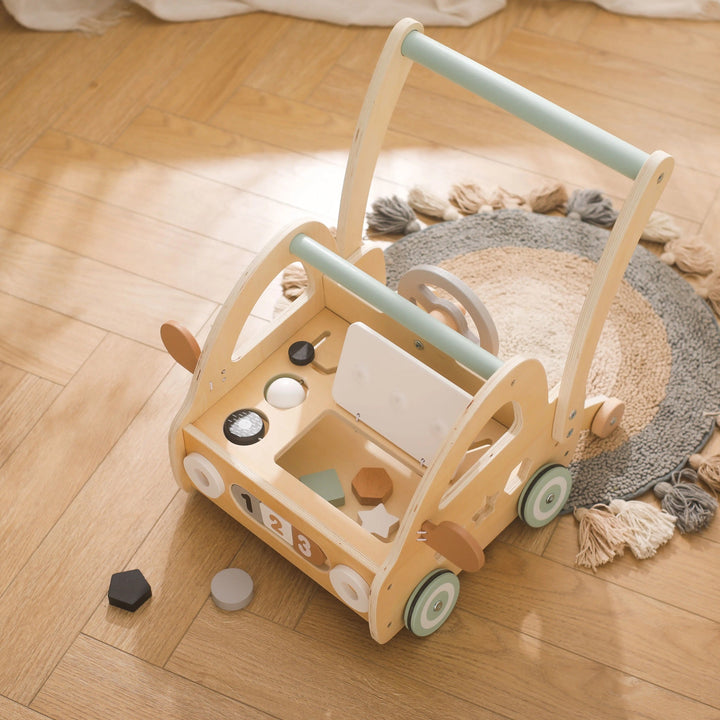 Wooden Walker with Montessori Toy Parts and Mirrors