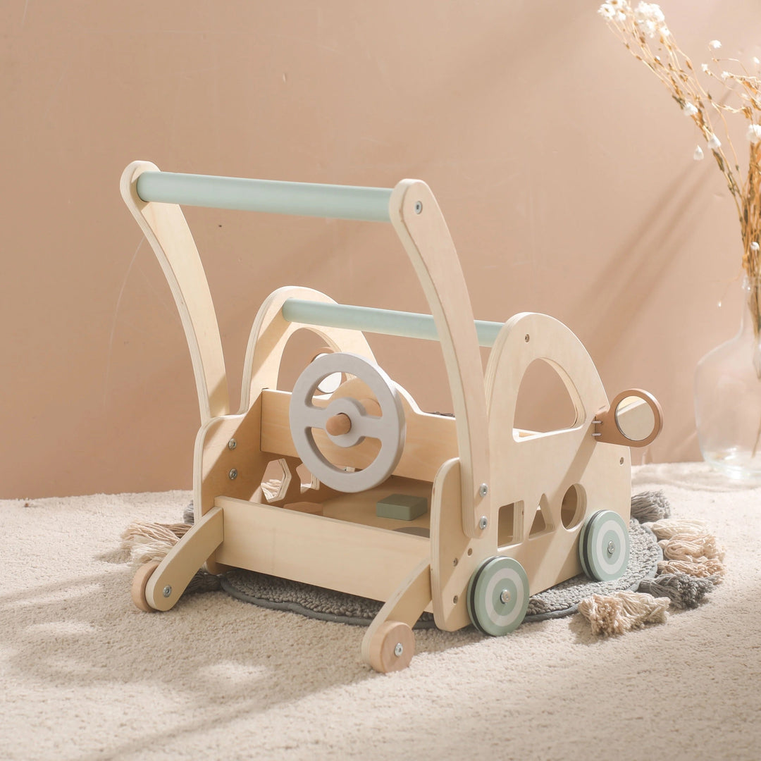 Wooden Walker with Montessori Toy Parts and Mirrors