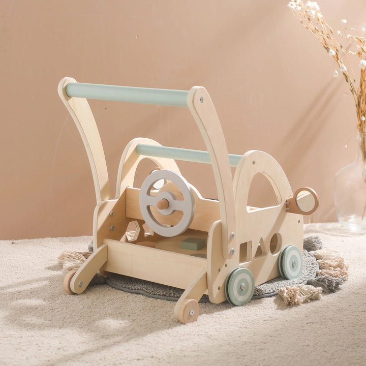 Wooden Walker with Montessori Toy Parts and Mirrors