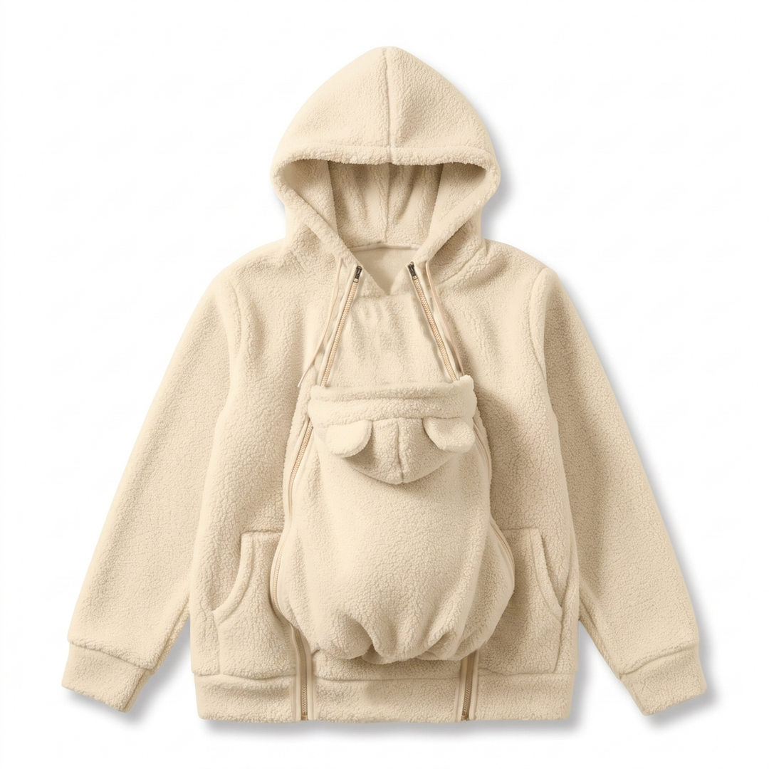 Cosy Sherpa Fleece Hoodie with Detachable Zip-On Baby Carrier Insert