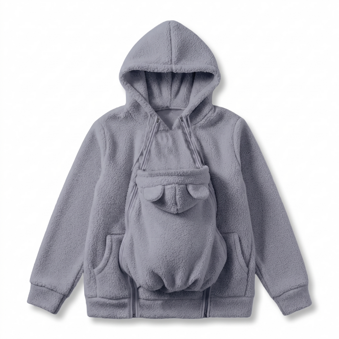 Cosy fleece baby-carrying hoodie with front pouch