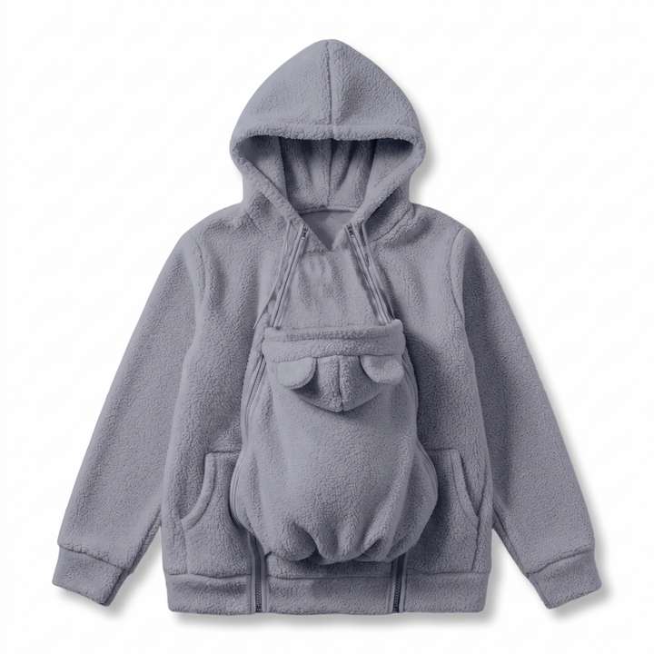 Cosy Sherpa Fleece Hoodie with Detachable Zip-On Baby Carrier Insert