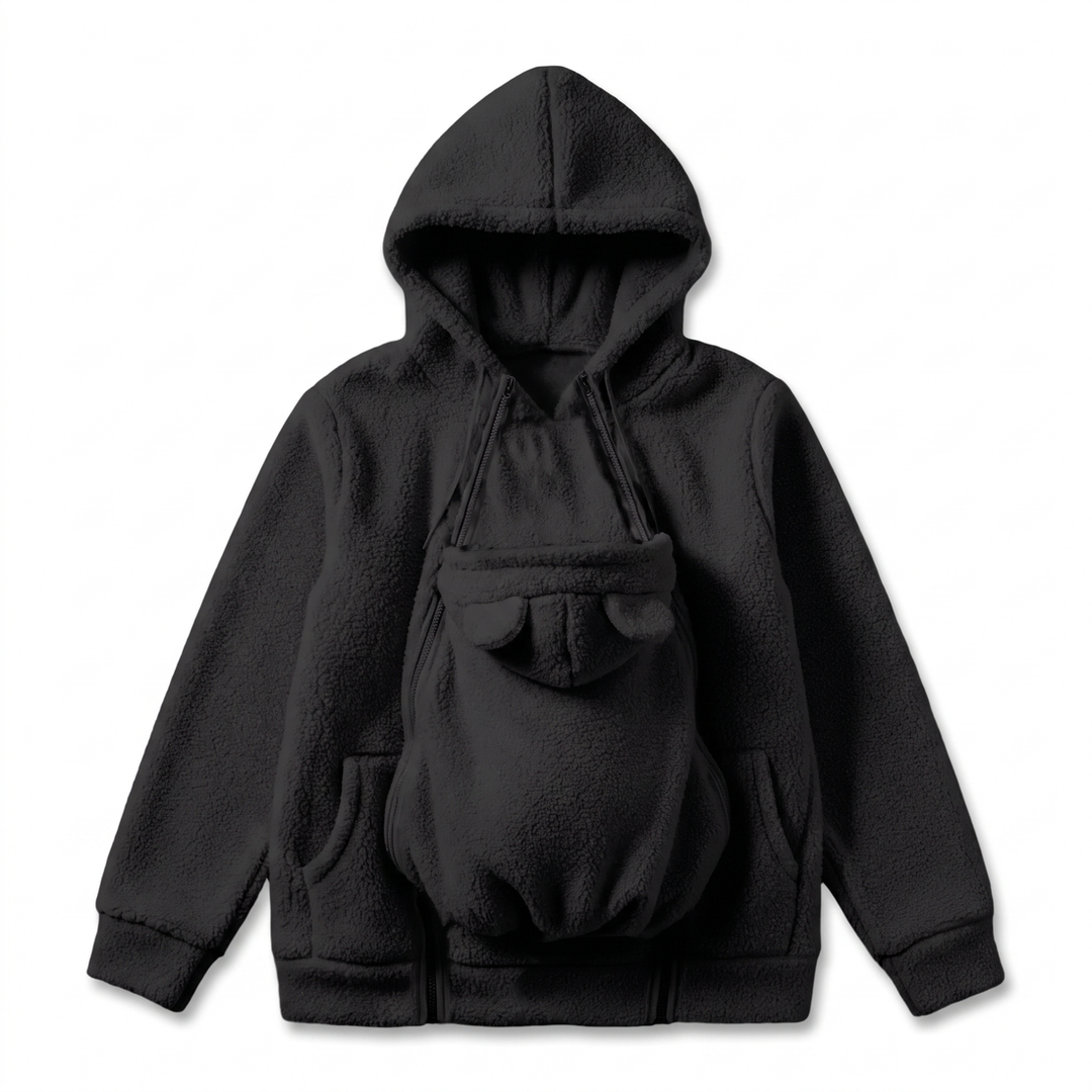 Cosy Sherpa Fleece Hoodie with Detachable Zip-On Baby Carrier Insert