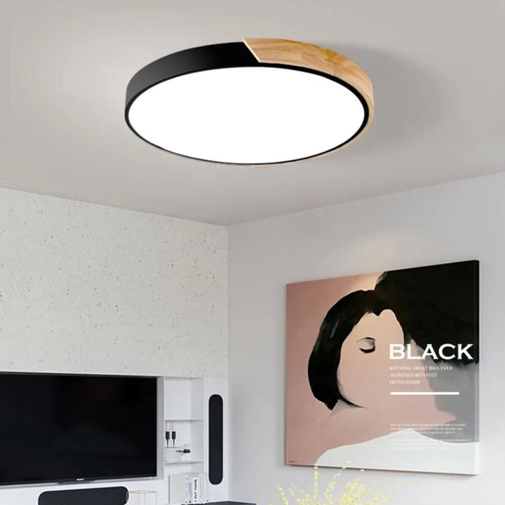 Nordic Macaron Round Wooden Ceiling Lamp