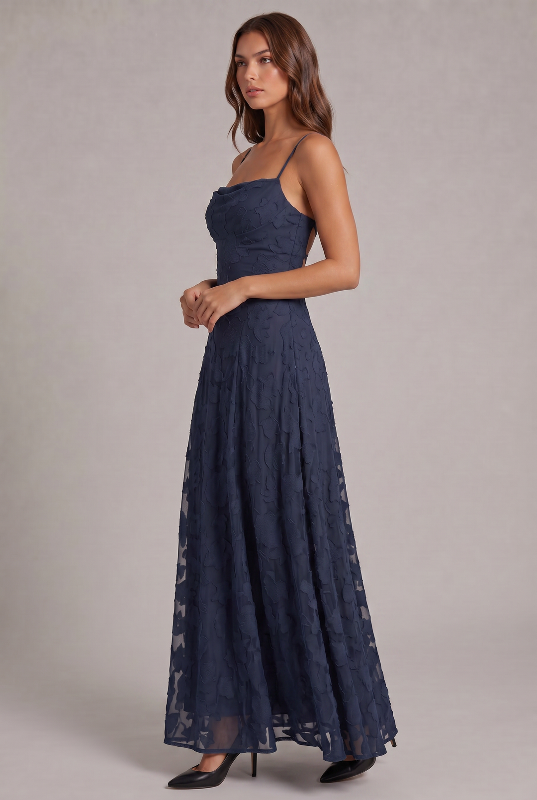 Olivia Maxi Dress - Elegant Evening Dress with Floral Pattern