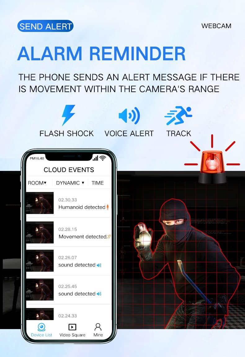 Indoor Camera | Night Vision and Motion Detection | WLAN Access | SecureView
