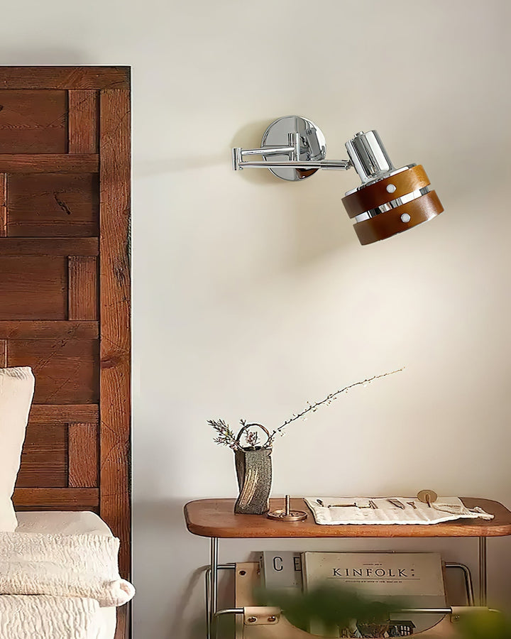 Flare Wandleuchte Chrom Holz Mid-Century