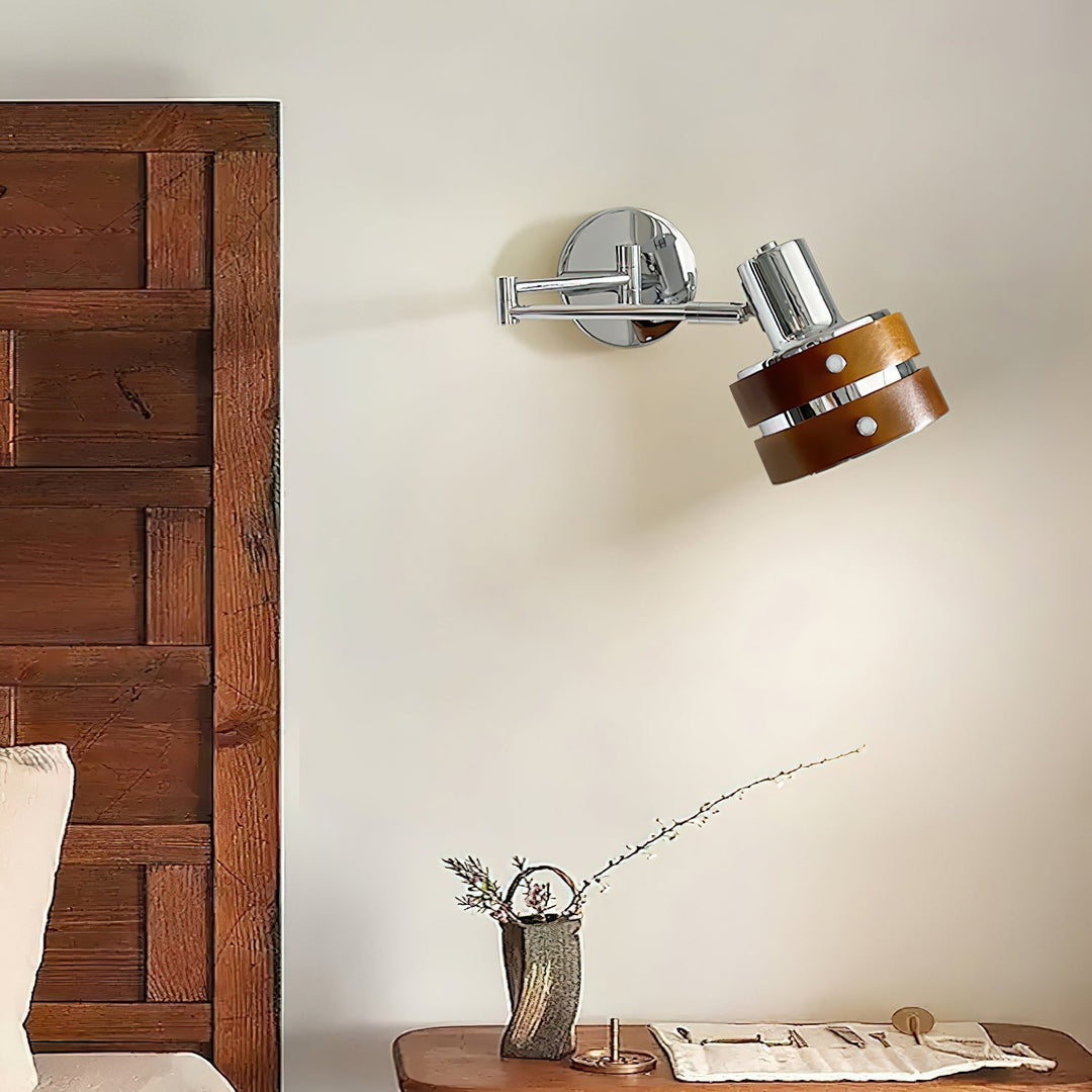 Flare Wandleuchte Chrom Holz Mid-Century