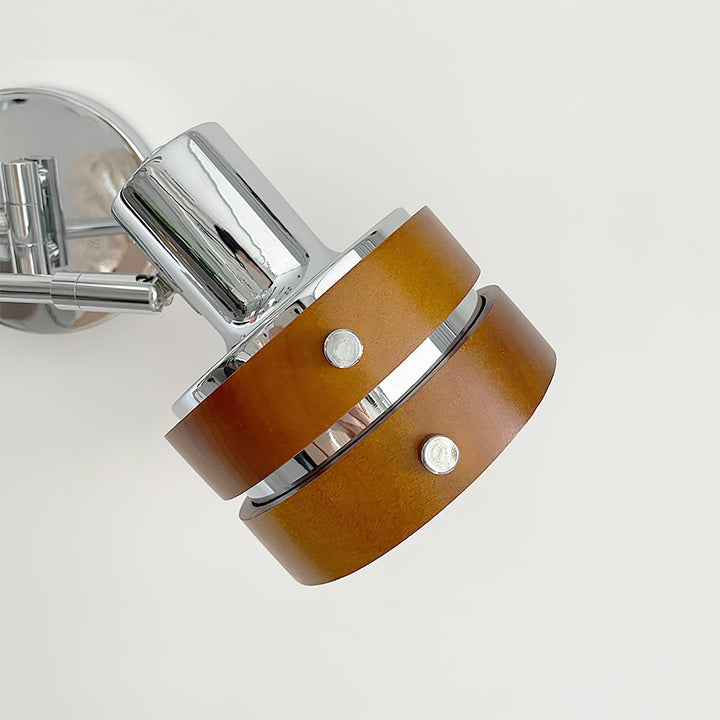 Flare Wandleuchte Chrom Holz Mid-Century