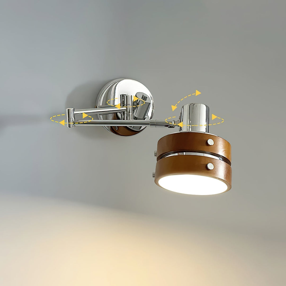 Flare Wandleuchte Chrom Holz Mid-Century