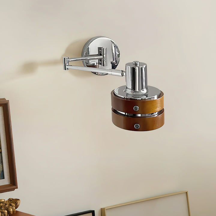 Flare Wandleuchte Chrom Holz Mid-Century