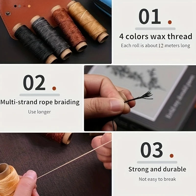 Leather Sewing Kit with Waxed Thread and Precision Needles