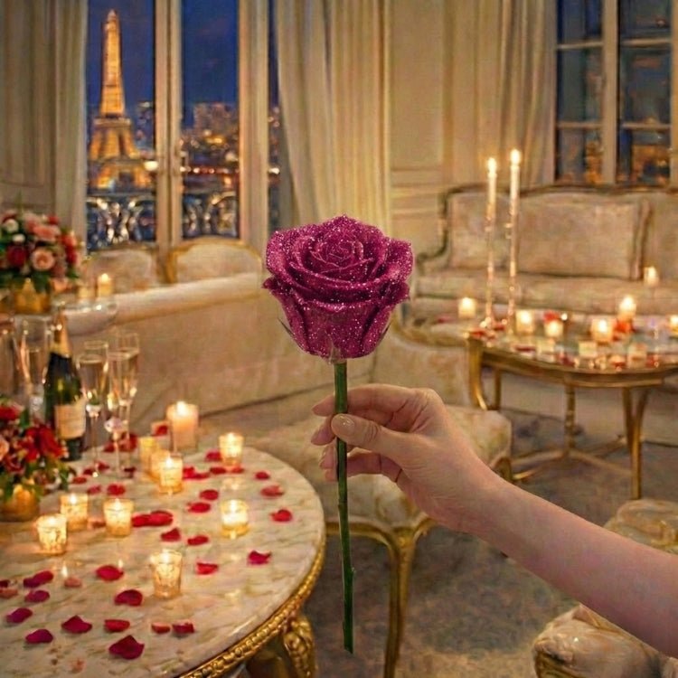 Glitter Rose Gift – Single Rose or Bunch of Roses in Elegant Gift Box
