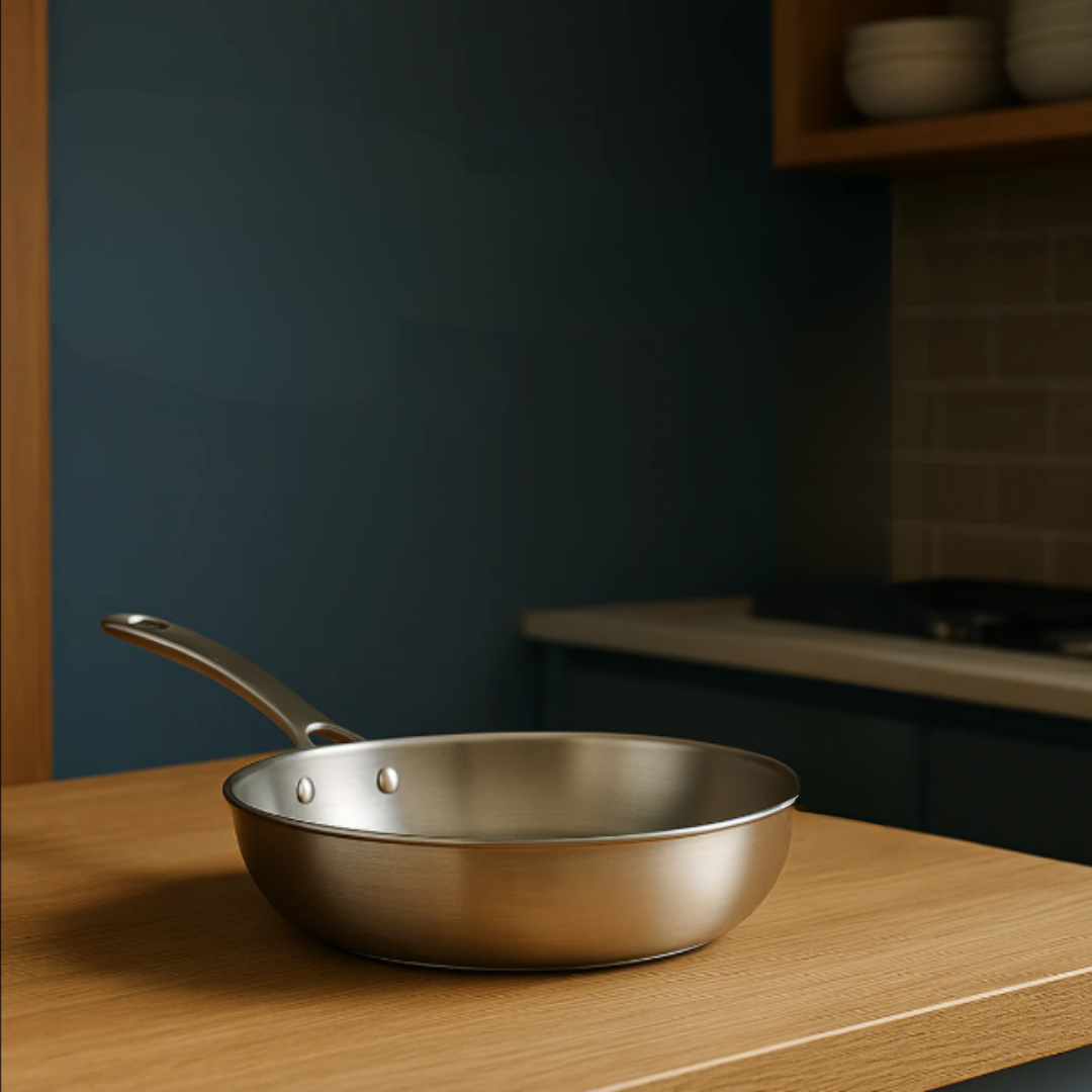 Titanium Induction Cookware with Hammered Finish – Durable and Stylish Pans in Metallic Silver