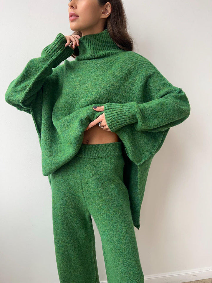 Women's Knitted Roll-Neck Jumper Set