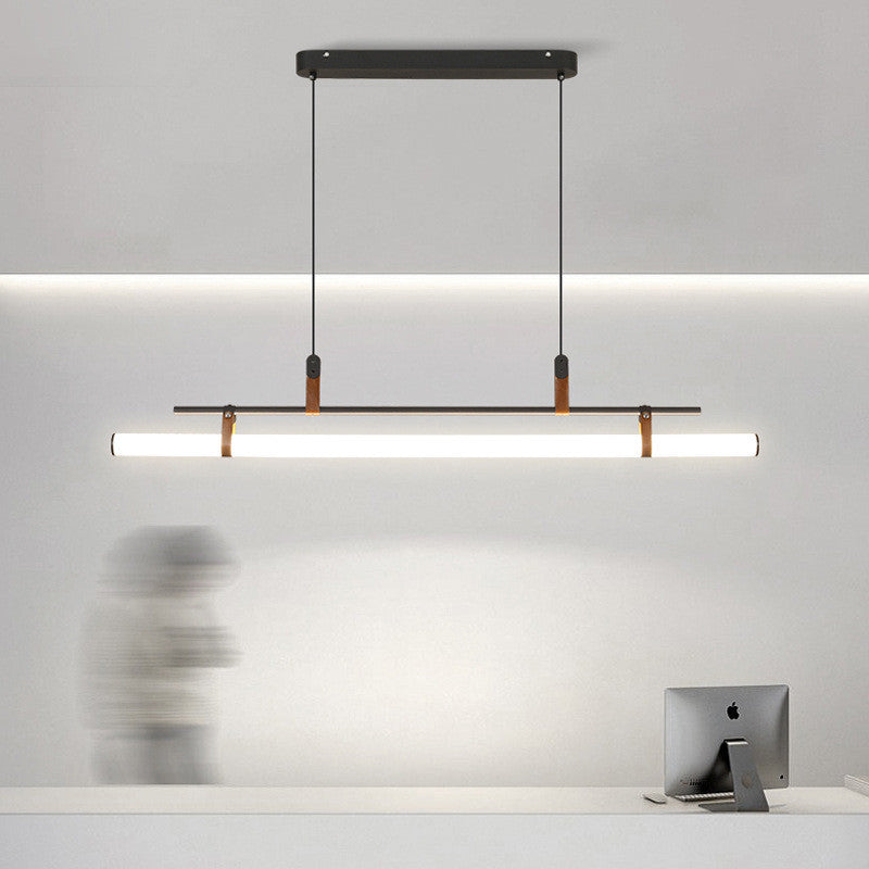 Inari Modern Linear Metal Chandelier, Black/Gold