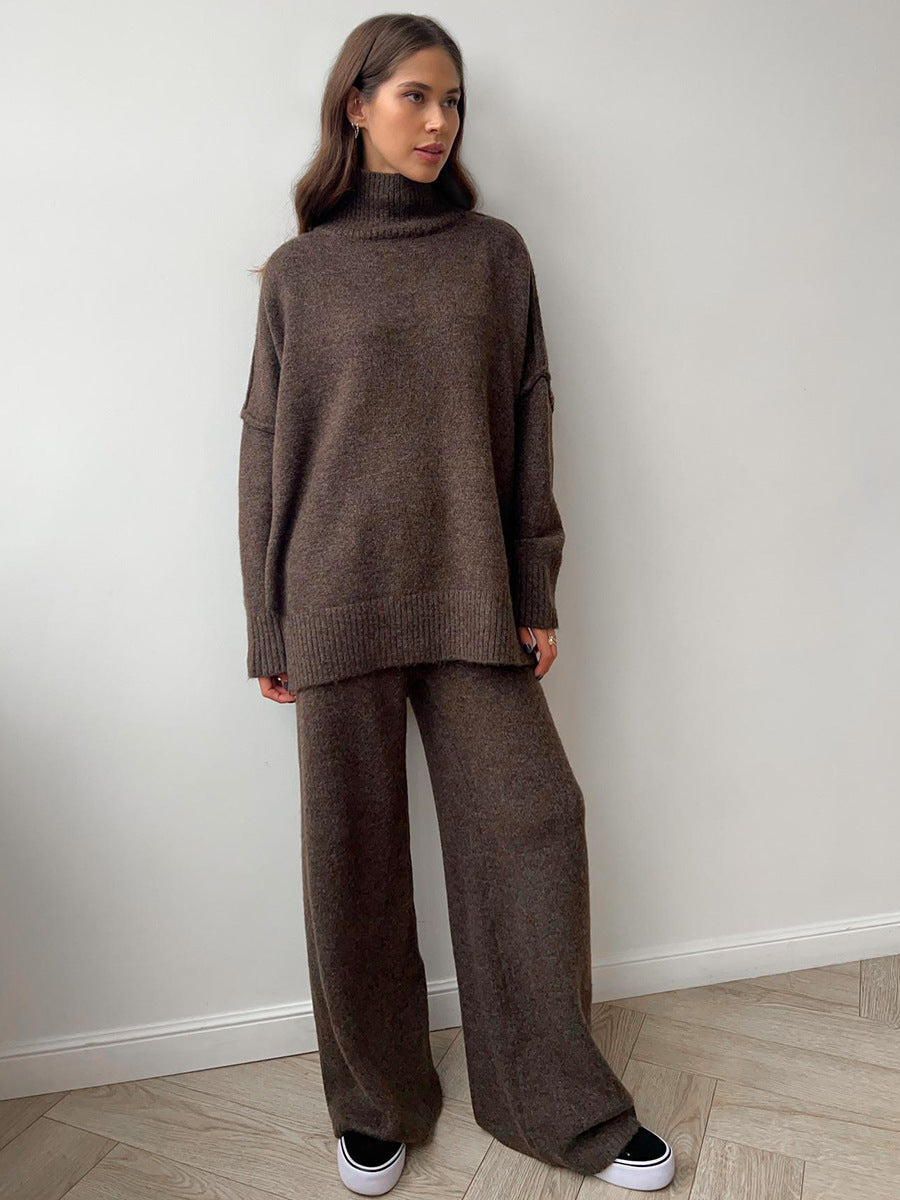 Women's Knitted Roll-Neck Jumper Set