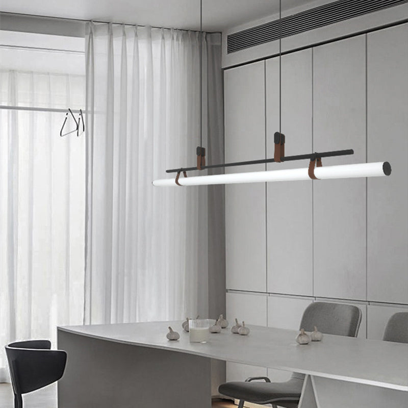 Inari Modern Linear Metal Chandelier, Black/Gold