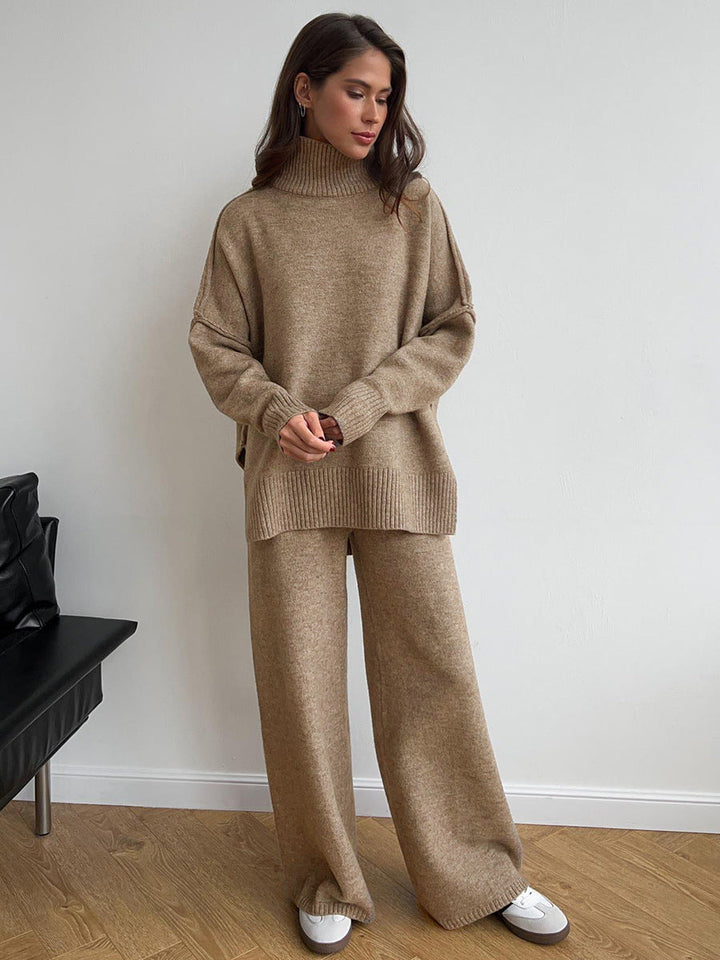 Women's Knitted Roll-Neck Jumper Set