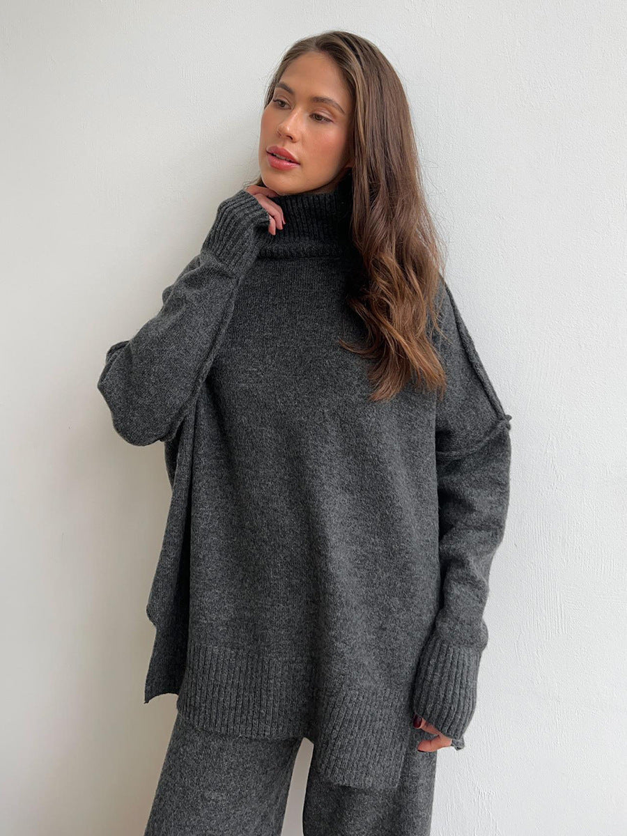 Women's Knitted Roll-Neck Jumper Set