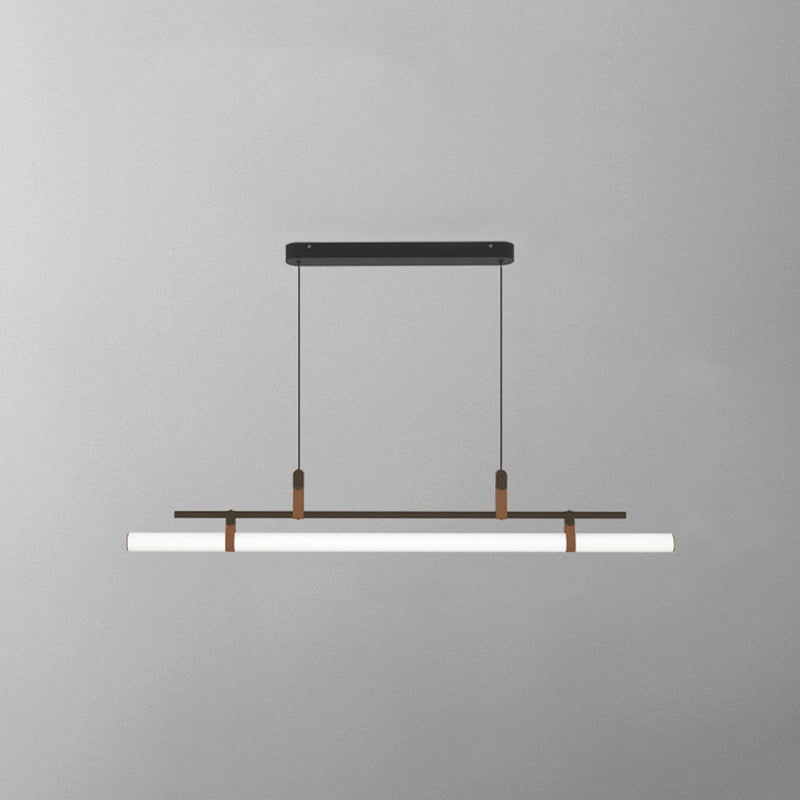 Inari Modern Linear Metal Chandelier, Black/Gold
