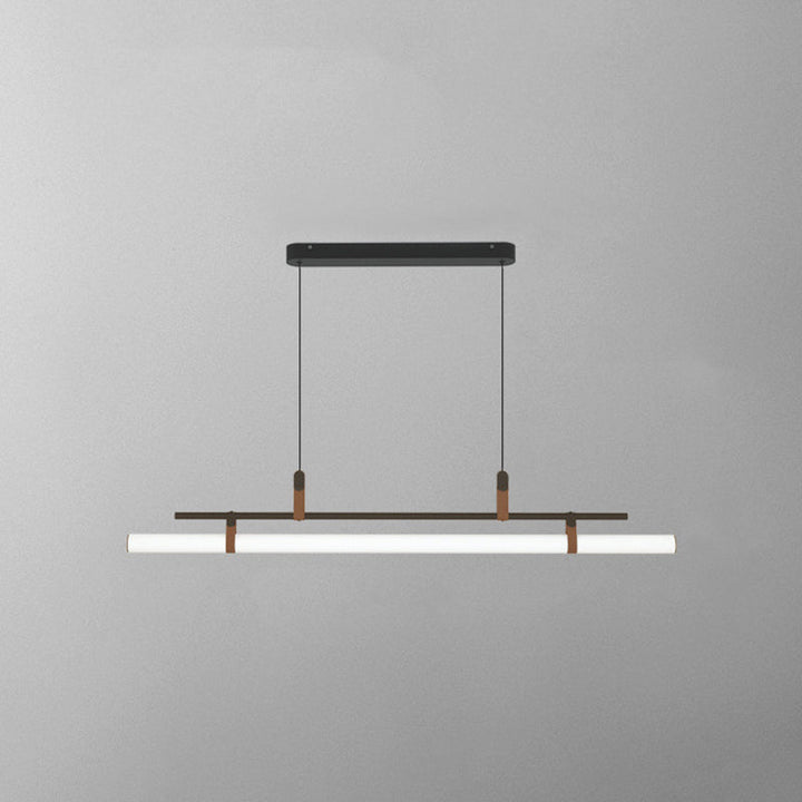 Inari Modern Linear Metal Chandelier, Black/Gold
