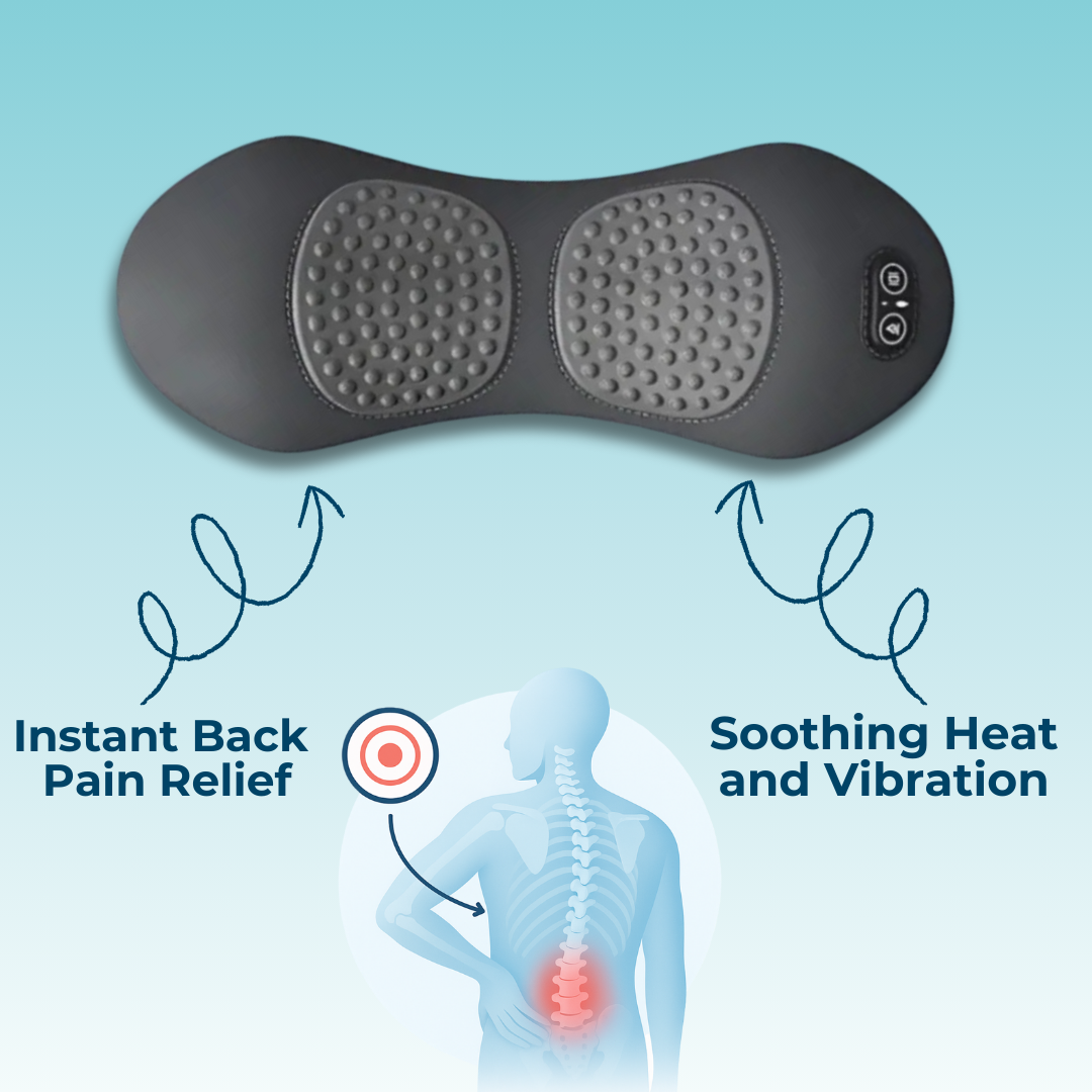 Rückenmassagegerät mit Wärme und Vibration, Lendenstütze bei Ischias, Rückenschmerzen und Haltungskorrektur – 3-in-1 Heimtherapie