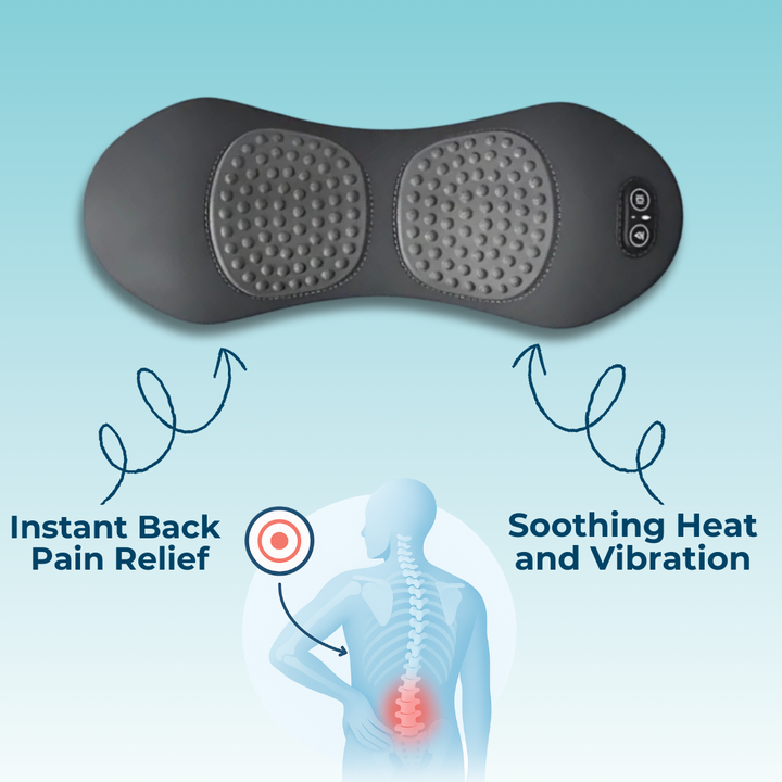 Rückenmassagegerät mit Wärme und Vibration, Lendenstütze bei Ischias, Rückenschmerzen und Haltungskorrektur – 3-in-1 Heimtherapie