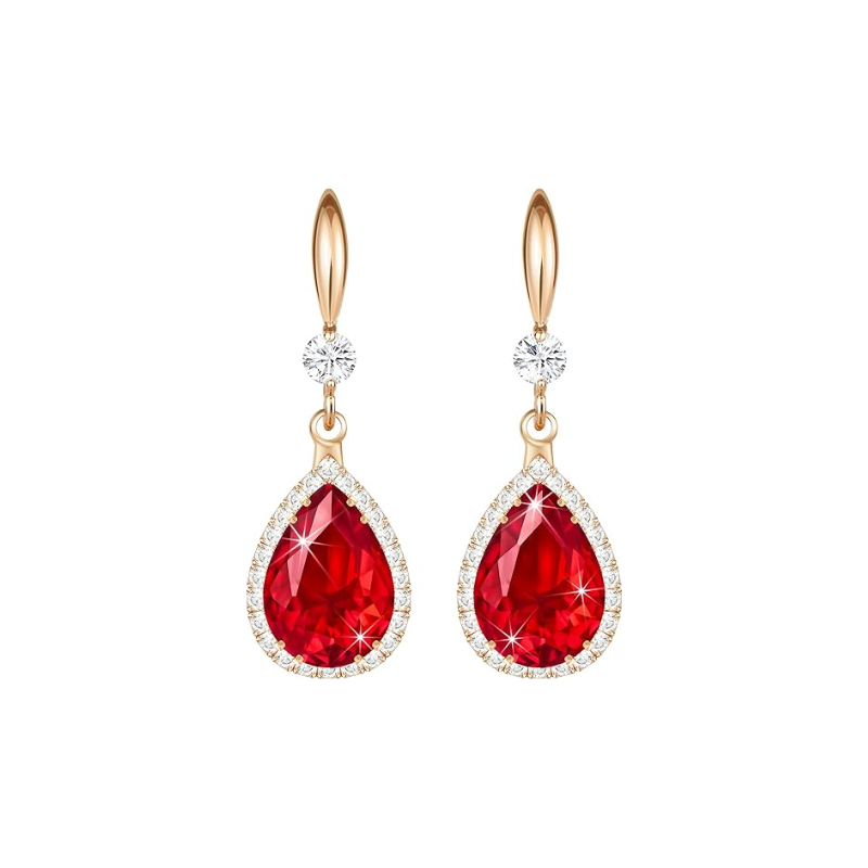 Elegant pink gold earrings with drop-shaped cubic zirconia