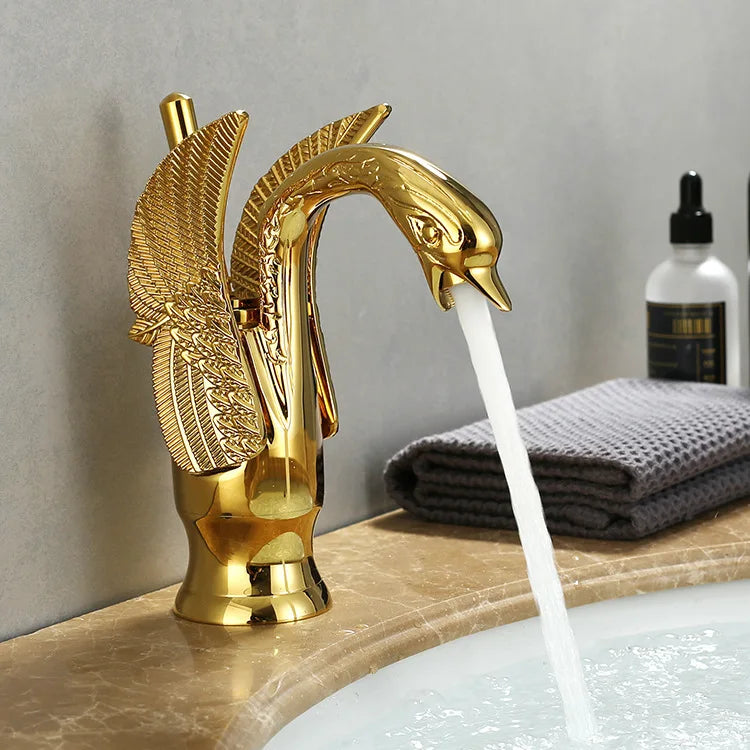 Einhebel-Waschtischarmatur in Gold Swan