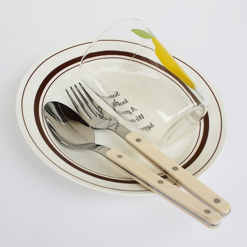Set of 24 Stainless Steel Cutlery Pieces with Engraved Design – BistroLine