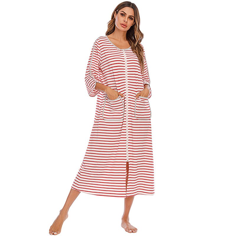 Hooded Dressing Gown with Zip