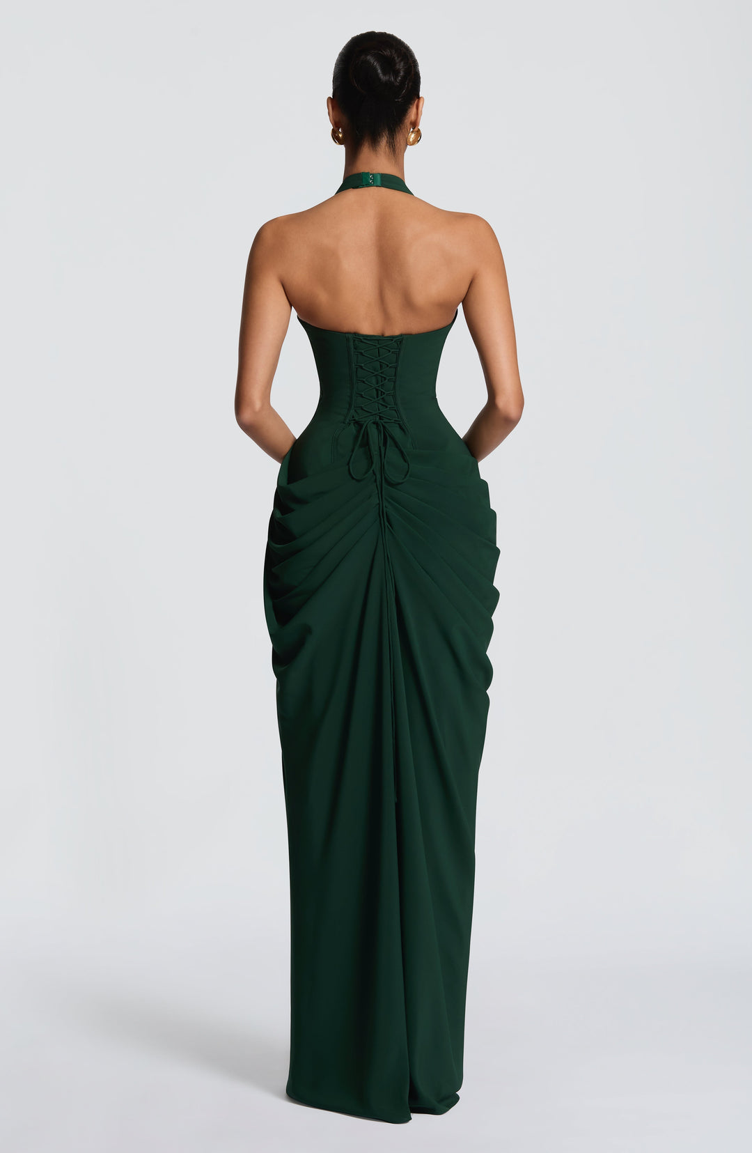 Linde Halterneck Maxi Dress with Corset Bodice and Chiffon Skirt