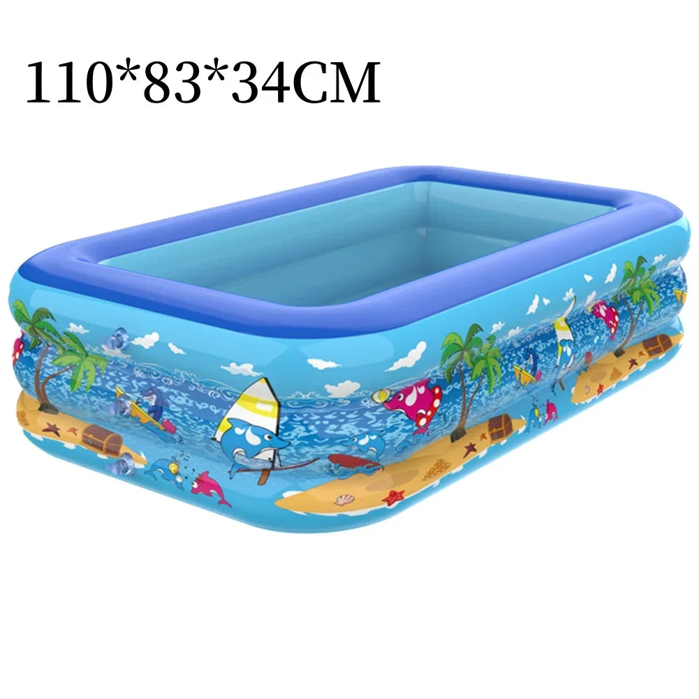 Luftolino Inflatable Paddling Pool for Kids | 110–180 cm | Extra-Thick PVC | Cartoon Design for Garden and Balcony