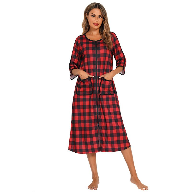 Hooded Dressing Gown with Zip
