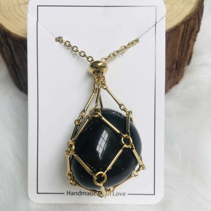 Necklace with interchangeable crystal stone for radiant style and harmony.