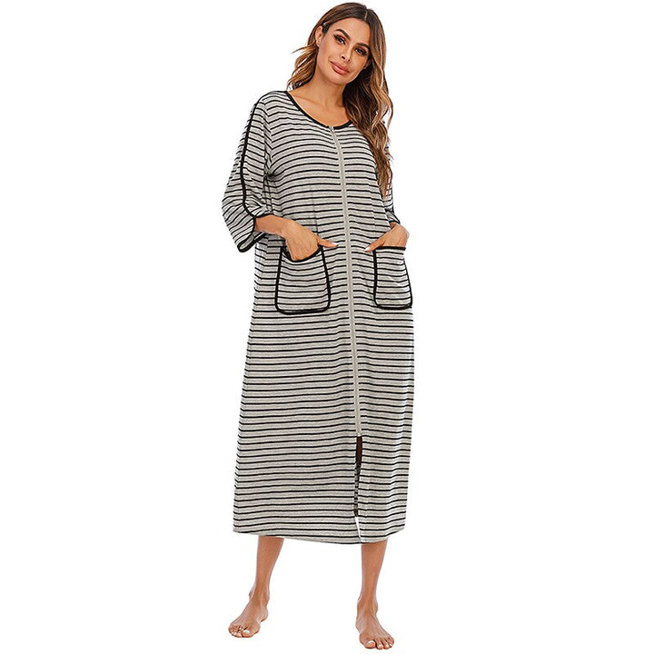 Hooded Dressing Gown with Zip