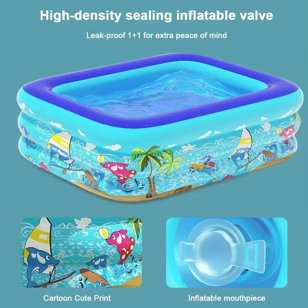 Luftolino Inflatable Paddling Pool for Kids | 110–180 cm | Extra-Thick PVC | Cartoon Design for Garden and Balcony