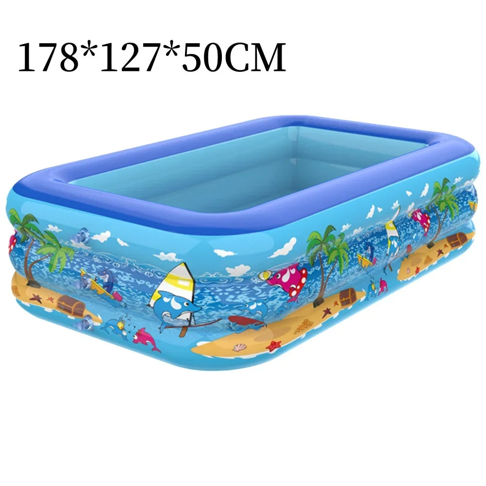 Luftolino Inflatable Paddling Pool for Kids | 110–180 cm | Extra-Thick PVC | Cartoon Design for Garden and Balcony