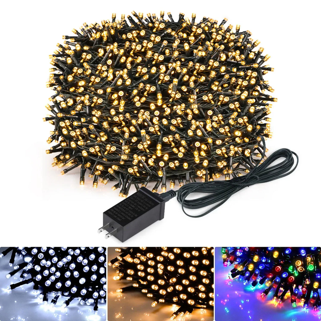 LuminaraX | LED-Lichterkette Außen 24V | 8 Beleuchtungsmodi | Wasserdicht IP65 | 10–100 m | Für Garten, Haus und Weihnachtsdekoration