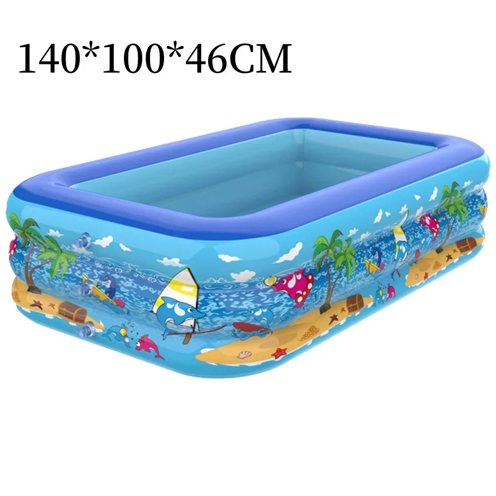 Luftolino Inflatable Paddling Pool for Kids | 110–180 cm | Extra-Thick PVC | Cartoon Design for Garden and Balcony