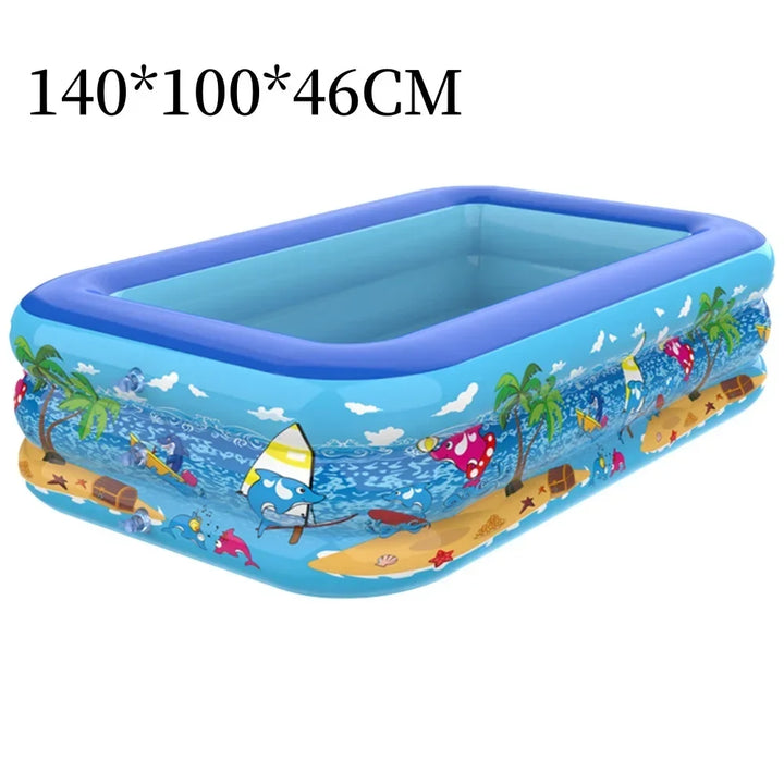 Luftolino Inflatable Paddling Pool for Kids | 110–180 cm | Extra-Thick PVC | Cartoon Design for Garden and Balcony