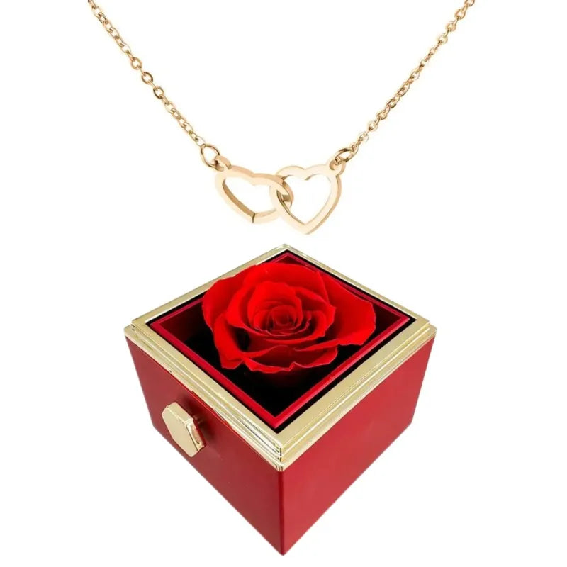 Heart Necklace with Rotating Rose Gift Box